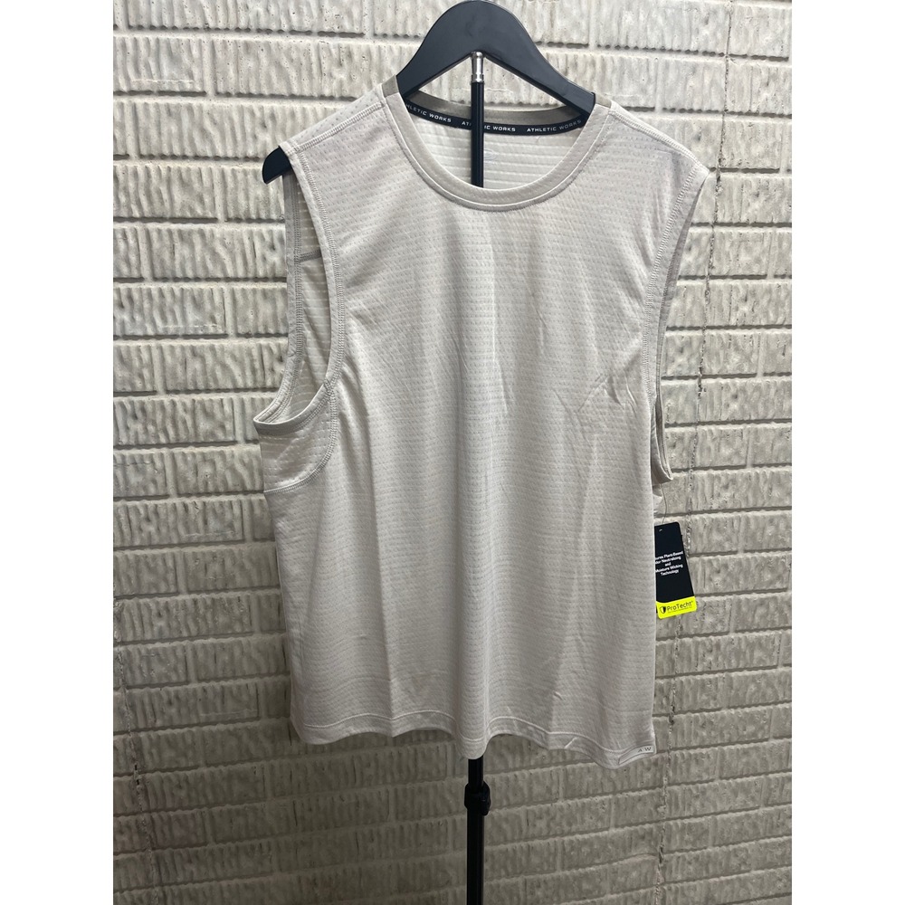 Athletic‎ Works Mixed Media Muscle Tank Top Flax Beige Mens Large AW26100162683